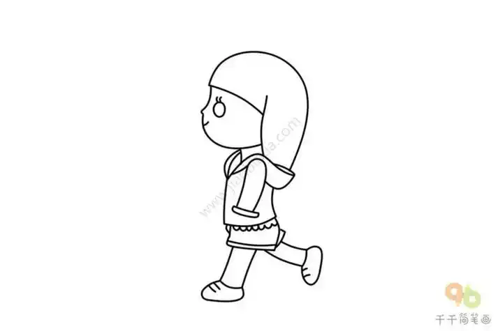 走路小女孩的简笔画