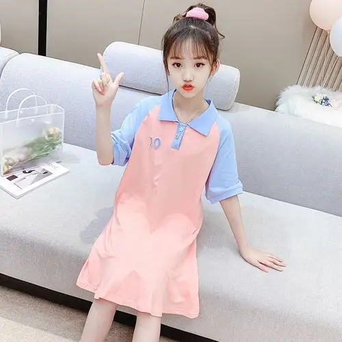 女童公主洋气网红女孩小学生8岁夏装连衣裙裙子连衣裙