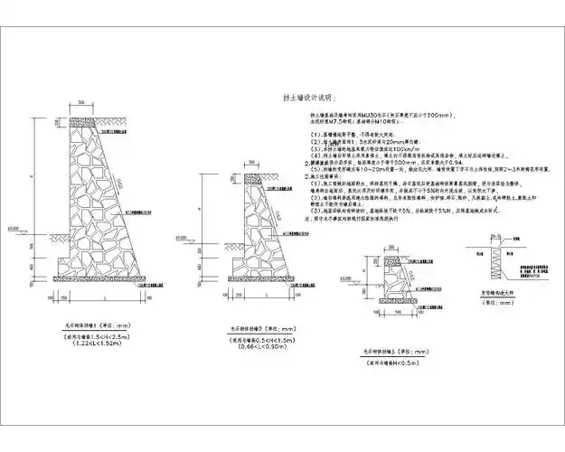 [结构施工图]重力式毛石挡墙结构施工图 - 土木在线