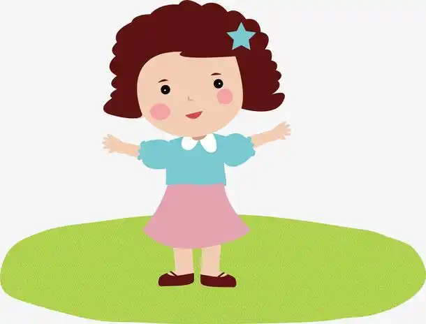 手绘卡通人物烫发头女孩素材