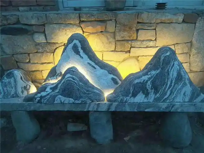 石切片组合新中式枯山水别墅假山设计天然泰山石景观石头厂家 三块