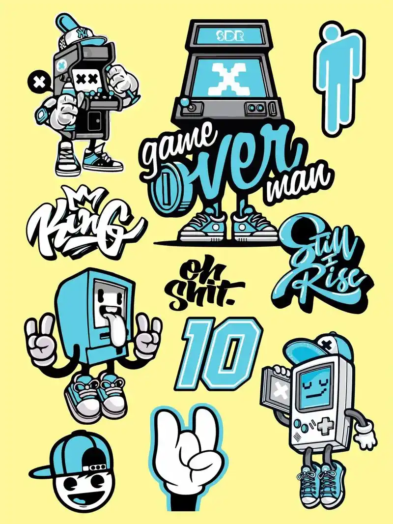 憨瑞插画美式复古系涂鸦风插画分享11