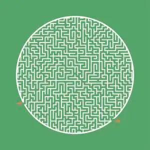 困难的圆形迷宫.儿童和成年人的游戏.孩子们的困惑.迷宫难题.