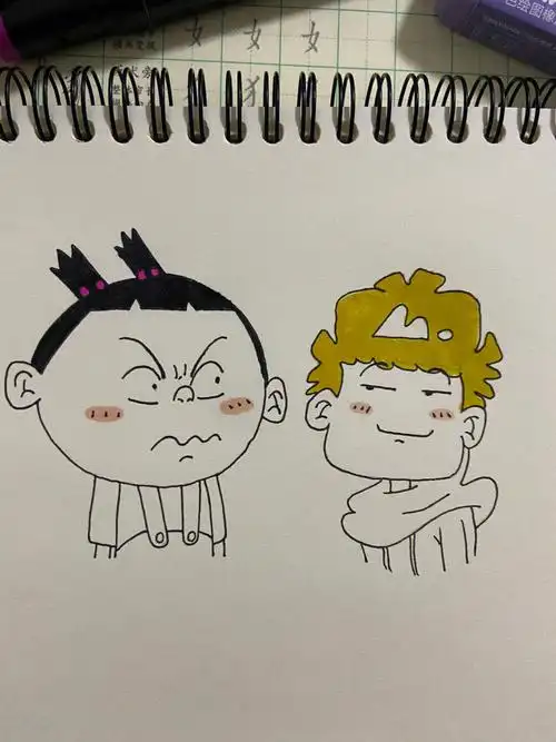 大脸妹和阿衰儿童简笔画手绘动画片