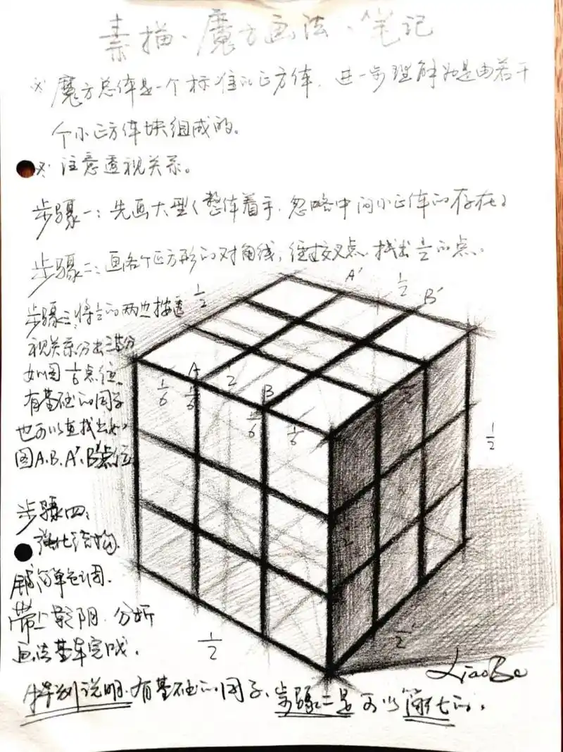 结构分析画法,和初学者分享,希望初学的你,好好学习了解透视,魔方的