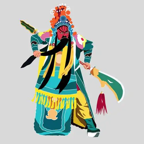 秦腔戏曲人物插画——关羽