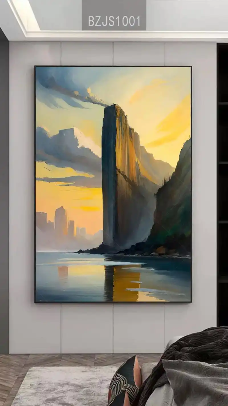 背有靠山山水风景装饰画高清图片素材图库大全 #背有靠山 #装 - 抖音