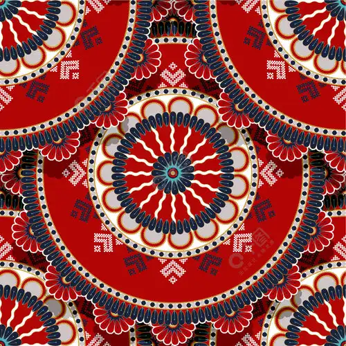 俄罗斯瓷砖背景装饰无缝图案