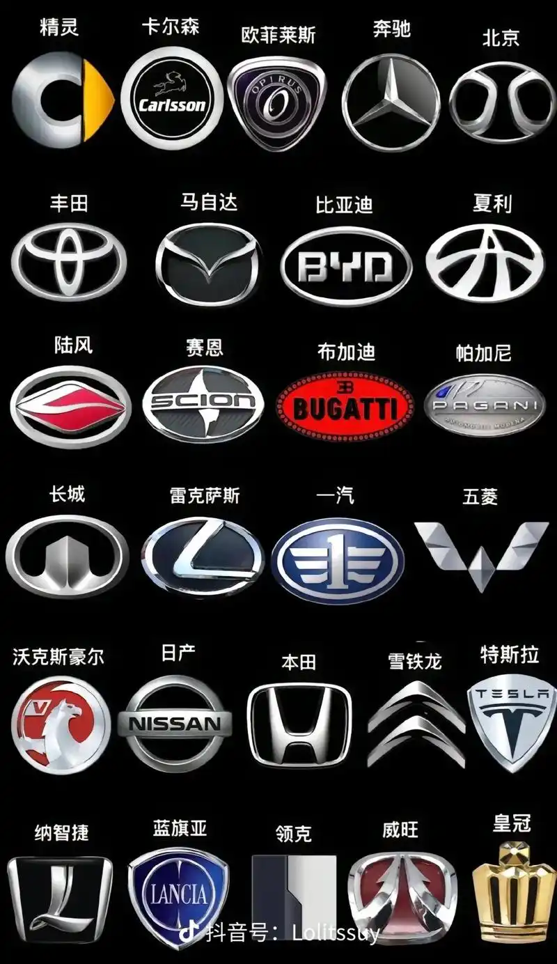 常见的车标大全🤣#汽车品牌标志大全 #汽车文化 - 抖音
