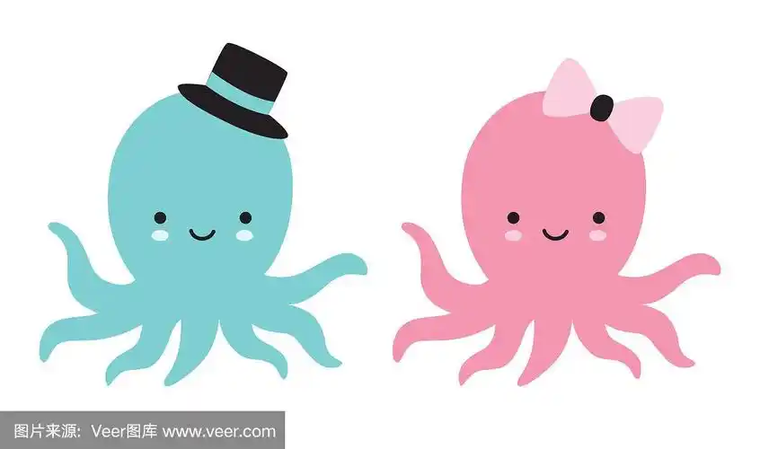 可爱的小章鱼矢量插图