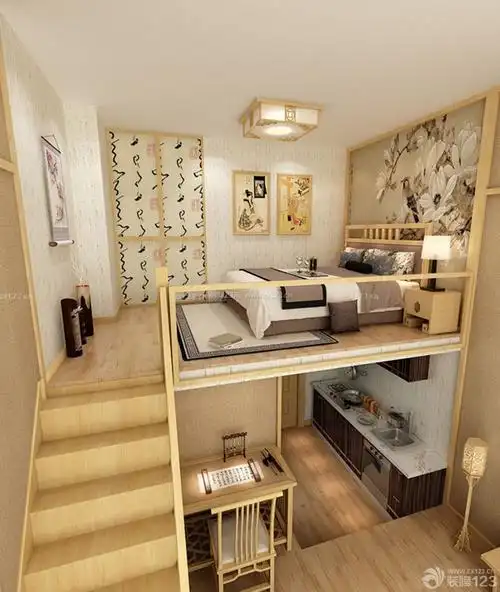 日式小户型复式楼装修设计效果图