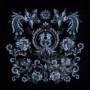 贵州苗族蜡染桌布 家具装饰画 茶几布 同心鸟纹 尺寸:90*90cm