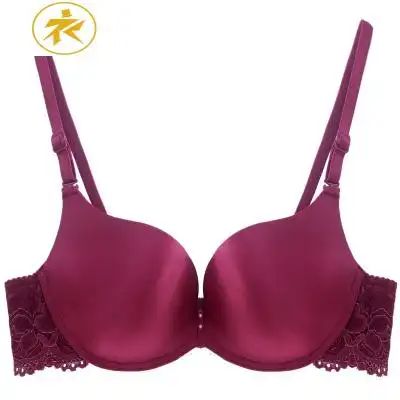 ideamini 无钢圈聚拢文胸两排扣 色一片式蕾丝边女士内衣胸罩品牌
