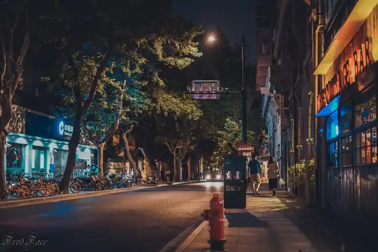武康路的夜拍街景