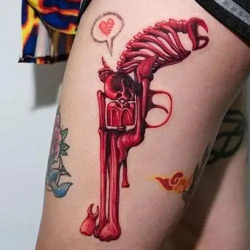 个性红骷髅newschool纹身分享