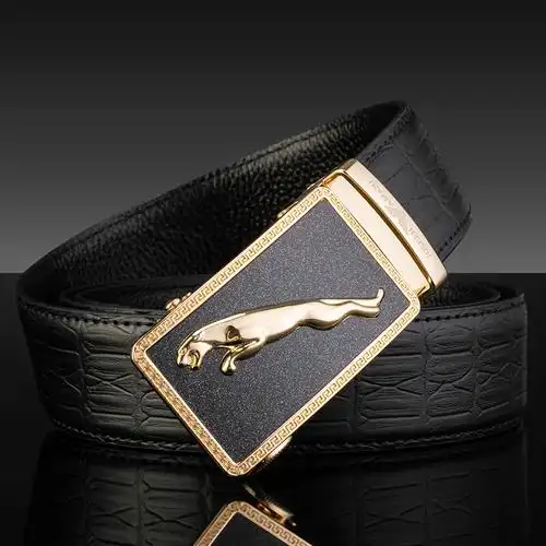 卓梵阿玛尼皮带男士韩版青年豹头商务腰带真皮自动扣鳄鱼纹裤带七夕