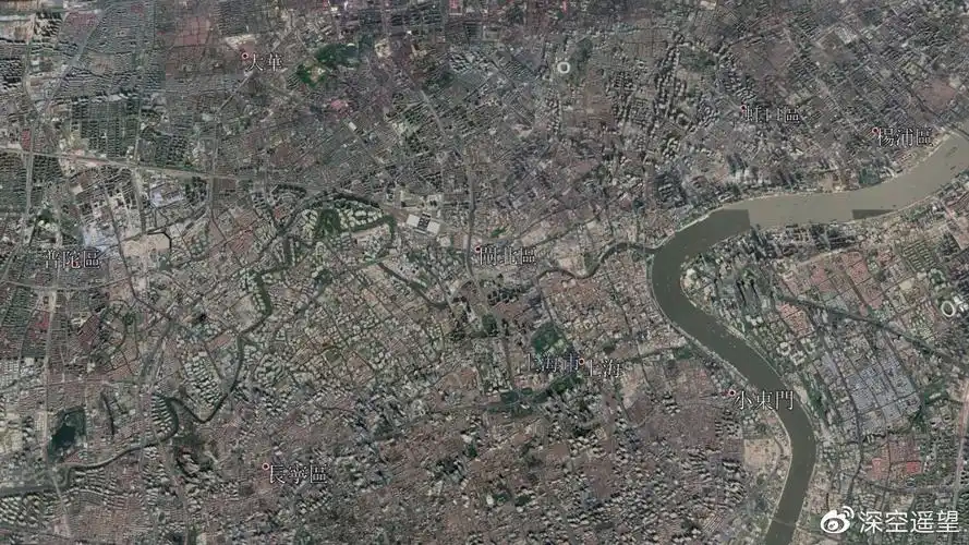 卫星地图上的上海摩天大楼一望无际像未来之城不愧是一线城市