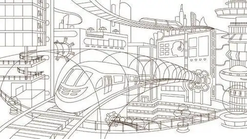 简笔画大全黑白线描简笔画小女孩春游漂亮的畅想未来儿童画图片怎