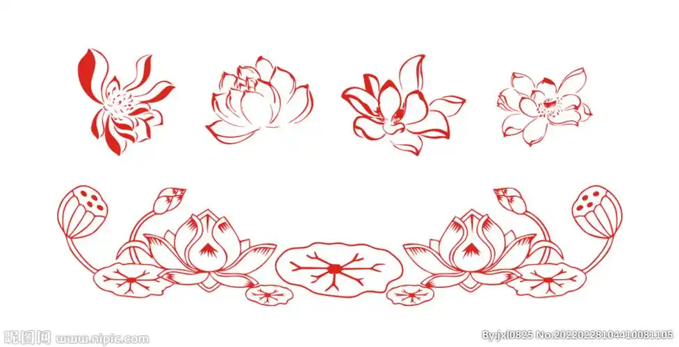 荷花元素设计图__花边花纹_底纹边框_设计图库_昵图网nipic.com