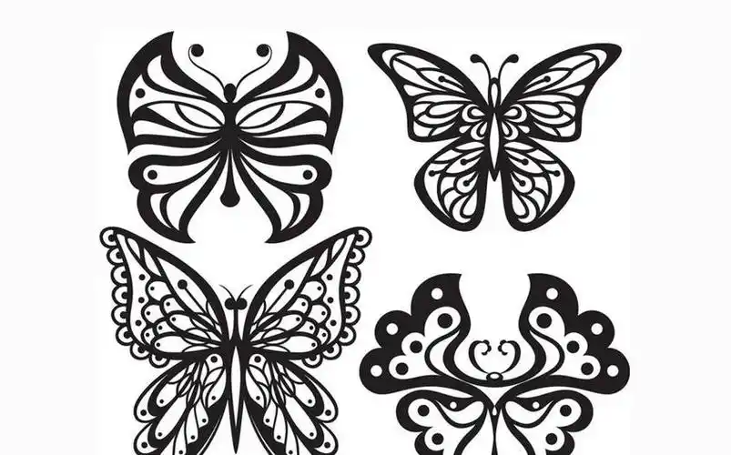 蝴蝶的黑白装饰画图片