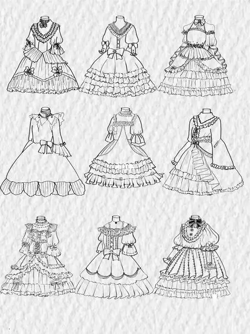 服装设计画洛丽塔甜美少女裙