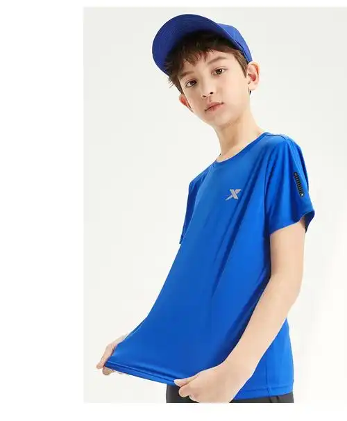 特步童装儿童短袖t恤男童夏装2022夏季新款中大童打底衫正黑色170cm