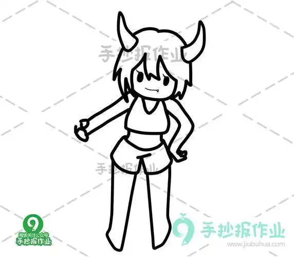 恶魔女生动漫简笔画