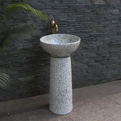 户外洗手盆阳台立柱盆复古陶瓷洗脸盆卫生间工业风室外庭院洗手池