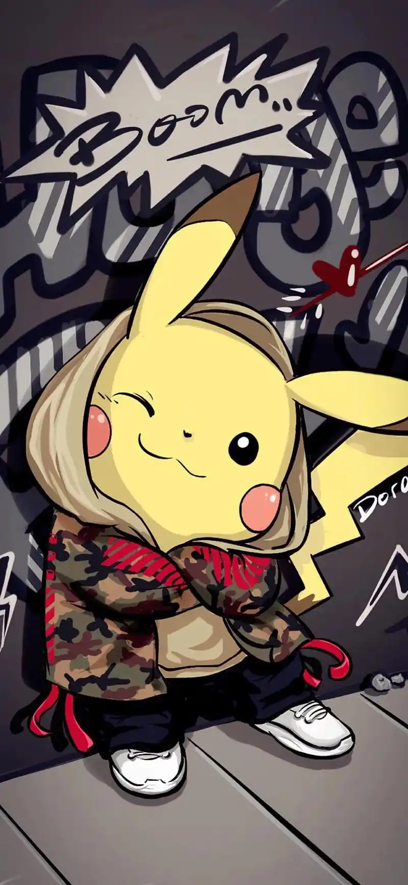 壁纸 #卡通壁纸 嘻哈风格皮卡丘 - 抖音