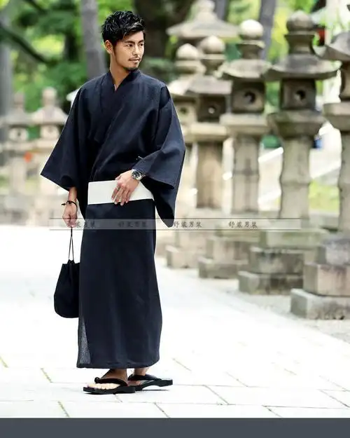 舒裟 日本传统和服男夏日祭男士浴衣拍照写真复古棉质剧本密室cos服装