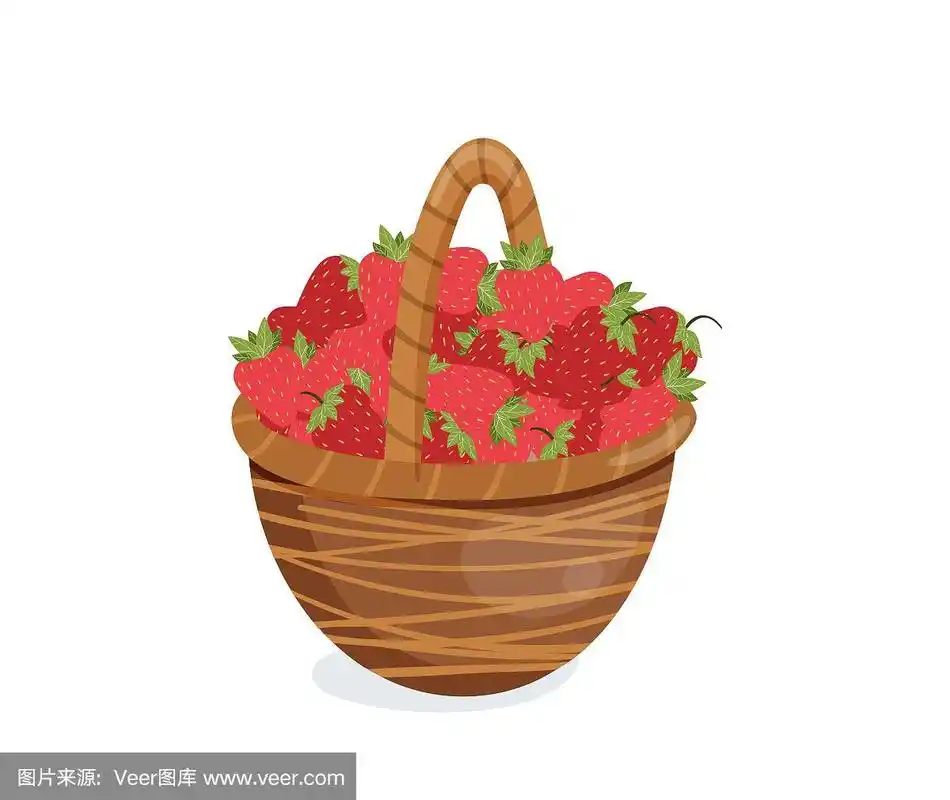 矢量插图的草莓在一个篮子.