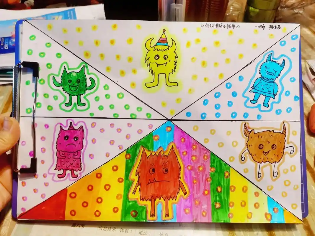 我的情绪小怪兽 小朋友周末的手抄报作业.其实,大人也一样, - 抖音