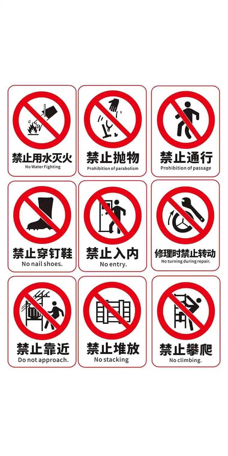 禁止标识大全.认识并注意标识,防止出现危险#标识标牌 #安全 - 抖音