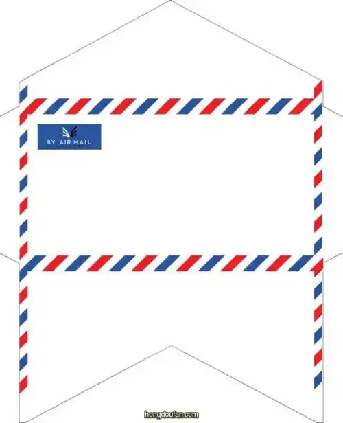 一起来制作带有蓝红装饰的的传统信封吧趣味立体手工制作图纸打印下载