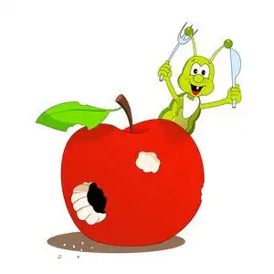 小毛毛虫宏苹果和小毛毛虫照片