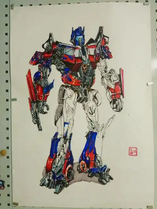 擎天柱的马克笔手绘