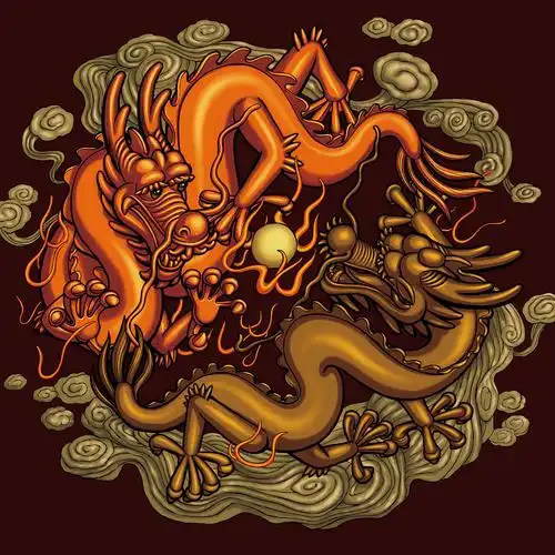 双龙戏珠喜庆吉祥中国金龙