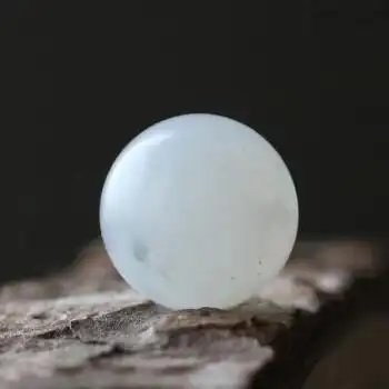 珠缘景翠 天然新疆和田玉青花籽料点 墨圆珠散珠子 玉石珠子手链手串