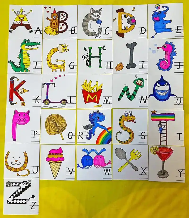 制作26个英文字母卡片.最美好的时光就是参与孩子的成长.制作 - 抖音