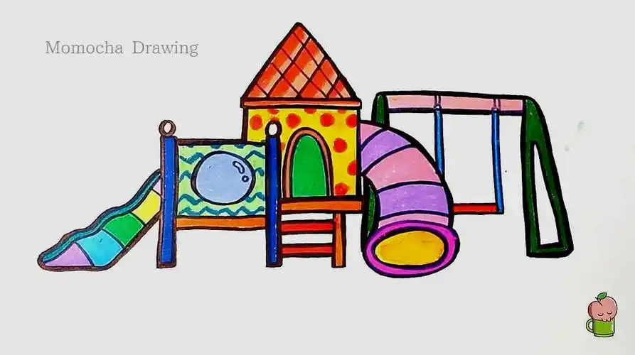 儿童早教绘画视频,教孩子们绘制和着色一个游乐场