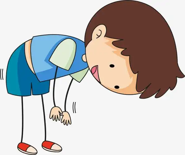 弯腰鞠躬的卡通儿童