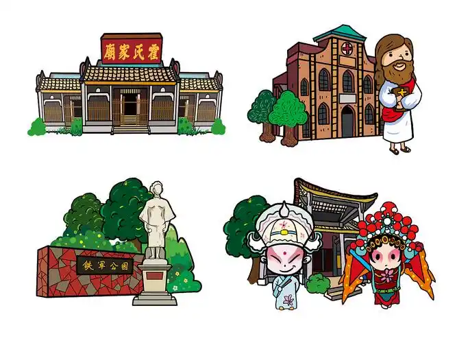 画的是佛山市禅城区跟南海区桂城的一些小地标广州|插画师夏边浩怔