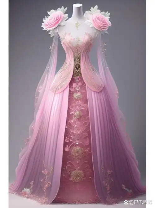 玫瑰丝绸系列,粉色半透明婚纱礼服太美了!