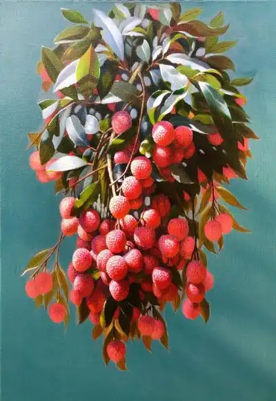 姚沙柯油画作品——《荔枝红了》