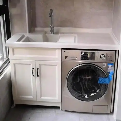 邦可臣滚筒洗衣机柜阳台组合太空铝洗衣池台槽石英石盆带搓板面伴侣