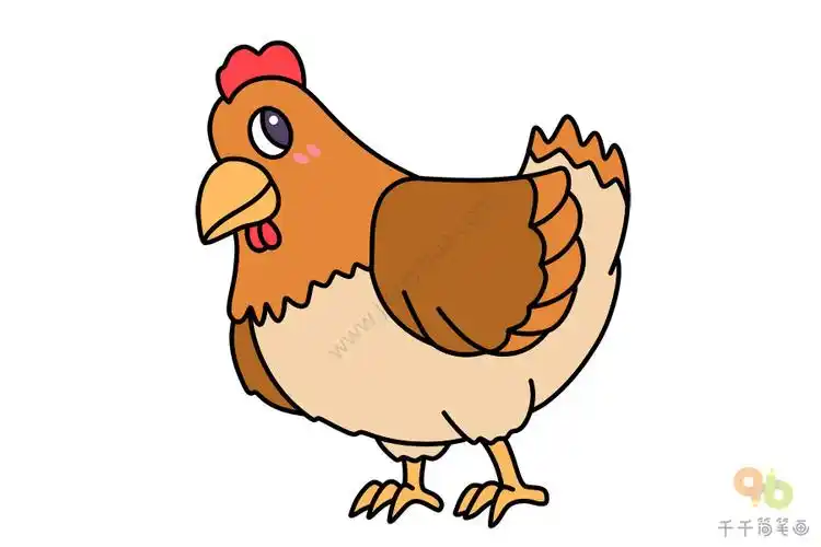第五步:涂上好看的颜色,母鸡简笔画就完成了!
