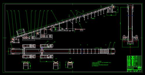 大倾角皮带输送机的结构设计2d图机械cad素材