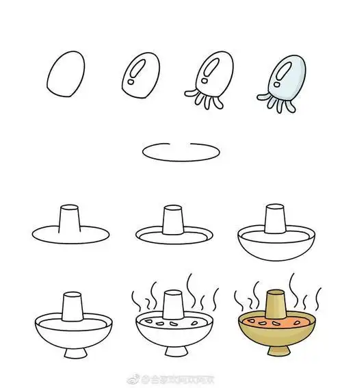 火锅美食手帐简笔画素材宝妈收藏