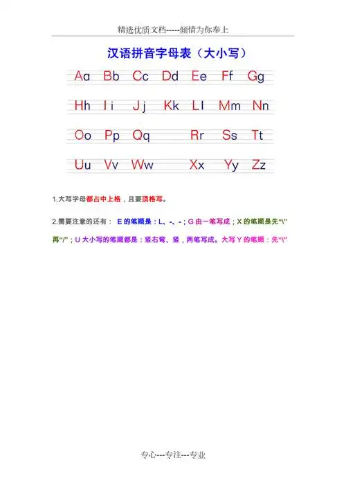 汉语拼音字母表大小写共1页