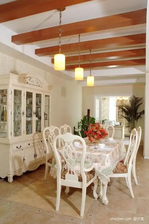 2018田园二居餐厅实景图片厨房美式田园餐厅设计图片赏析